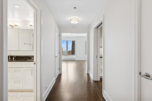 161 E Chicago Ave Unit 40G, Chicago, IL 60611 - hall featuring dark wood finished floors and baseboards