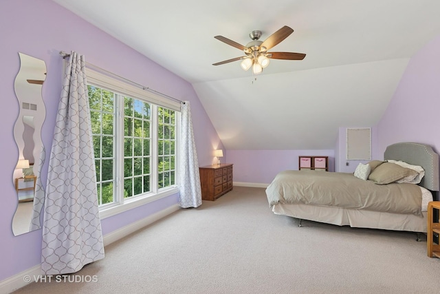 1310 Gavin Ct, Lake Forest, IL 60045 - bedroom with carpet floors, lofted ceiling, and a ceiling fan