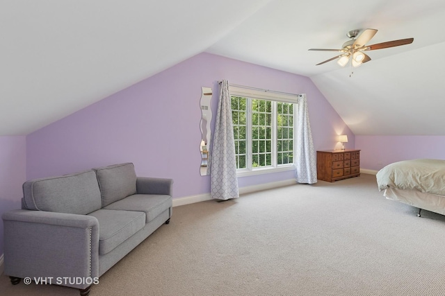 1310 Gavin Ct, Lake Forest, IL 60045 - carpeted bedroom featuring lofted ceiling and a ceiling fan