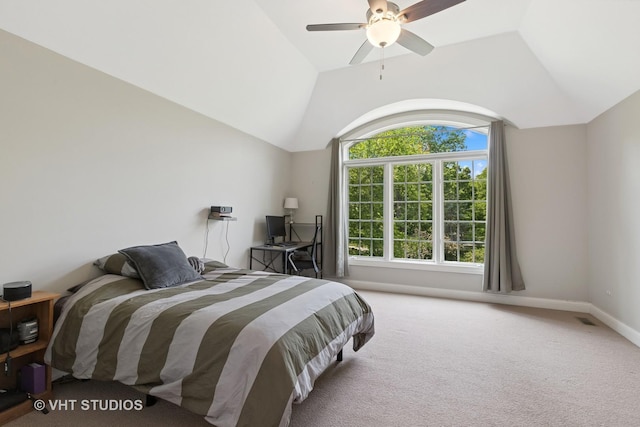 1310 Gavin Ct, Lake Forest, IL 60045 - carpeted bedroom featuring vaulted ceiling and a ceiling fan