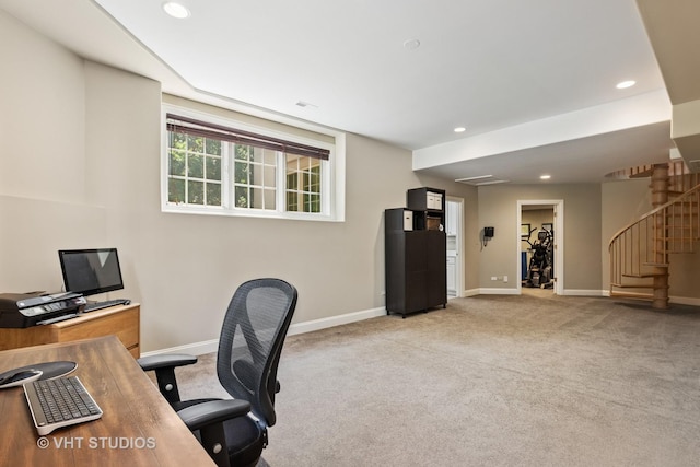 1310 Gavin Ct, Lake Forest, IL 60045 - home office featuring light colored carpet and recessed lighting