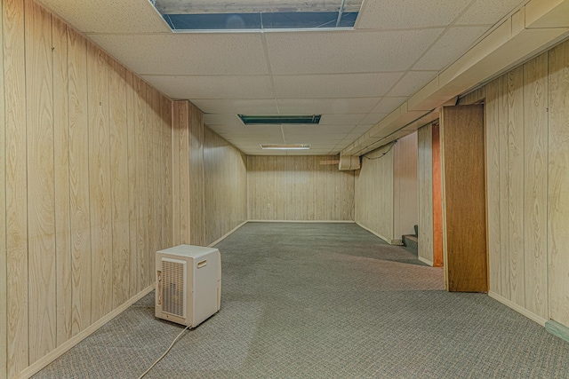 716 Kirkwood Ave, Winthrop Harbor, IL 60096 - finished below grade area with carpet floors, a drop ceiling, and wooden walls