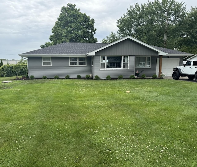 2365 Nan St, Aurora, IL 60502 - ranch-style house featuring a garage, a front lawn, and a shingled roof