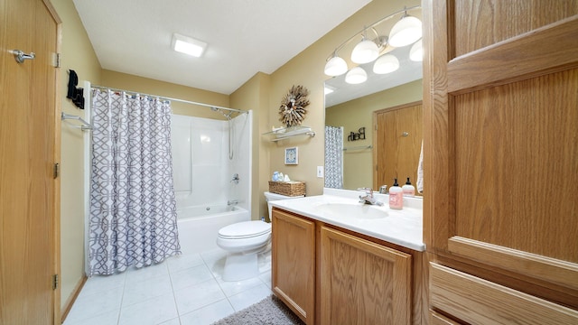 70 Delburne Dr, Davis, IL 61019 - bathroom featuring tile patterned floors, vanity, and shower / bathtub combination with curtain