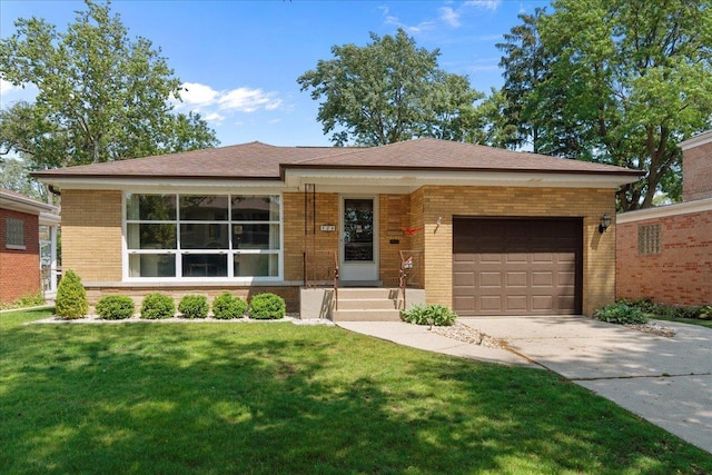 109 N Home Ave, Park Ridge, IL 60068 - view of front of home with a garage, brick siding, concrete driveway, and a front lawn