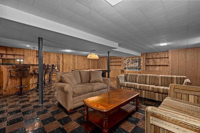 109 N Home Ave, Park Ridge, IL 60068 - living area with wood walls and a dry bar