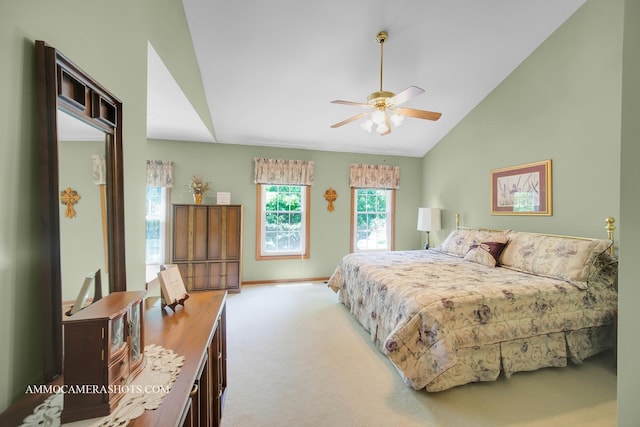 400 Adare Dr, Cary, IL 60013 - bedroom with lofted ceiling, carpet flooring, and ceiling fan