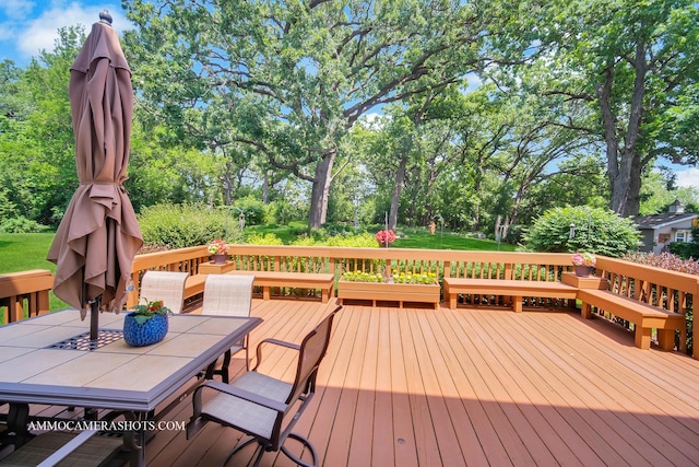 400 Adare Dr, Cary, IL 60013 - wooden terrace with outdoor dining area and view of scattered trees