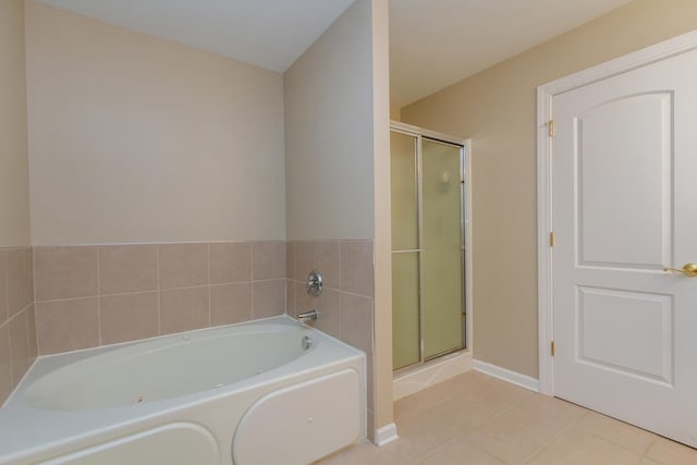 2746 Acorn Ct Unit 2746, West Dundee, IL 60118 - bathroom featuring tile patterned flooring, a garden tub, and a stall shower