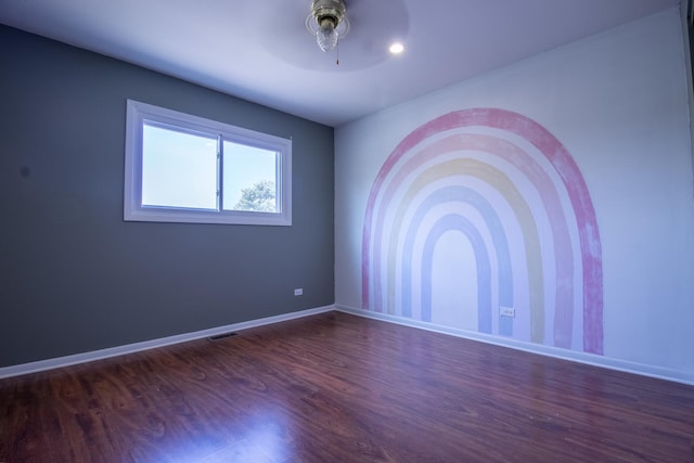 9135 Hollyberry Ave, Des Plaines, IL 60016 - empty room with wood finished floors and ceiling fan