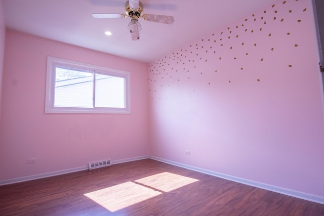 9135 Hollyberry Ave, Des Plaines, IL 60016 - unfurnished room featuring wood finished floors, a ceiling fan, and recessed lighting