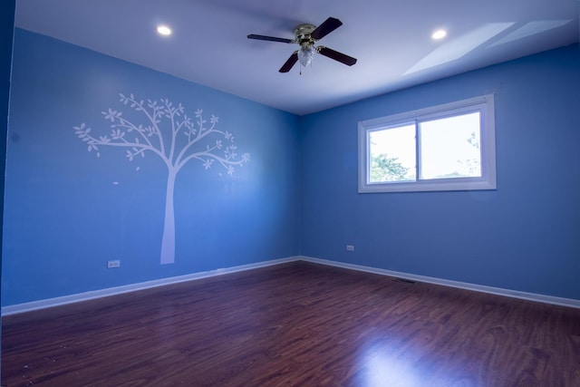 9135 Hollyberry Ave, Des Plaines, IL 60016 - spare room featuring wood finished floors, ceiling fan, and recessed lighting