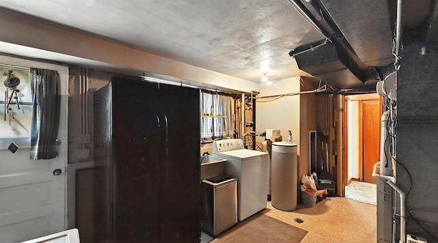 139 Hyde Park Ave, Bellwood, IL 60104 - basement with washer and clothes dryer, a water softener, and heating unit