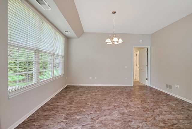 11837 Messiner Dr, Huntley, IL 60142 - empty room with a chandelier and vaulted ceiling