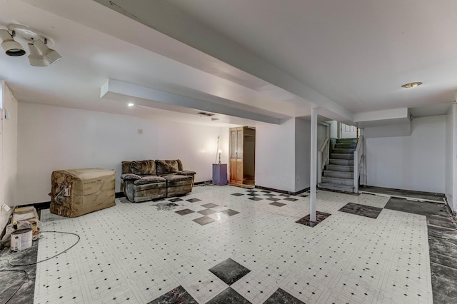 22904 Valley Dr, Richton Park, IL 60471 - finished below grade area featuring stairs and light floors