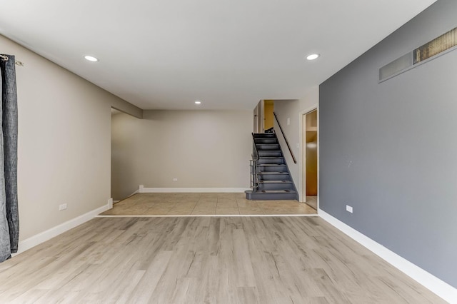 22904 Valley Dr, Richton Park, IL 60471 - basement with recessed lighting, wood finished floors, and stairs