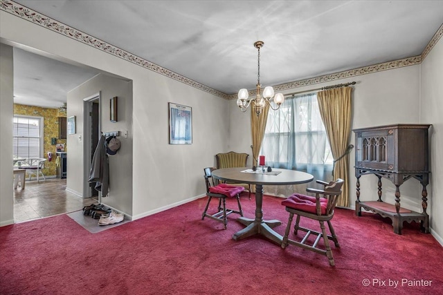 442 Kings Way, Mundelein, IL 60060 - carpeted dining area with a chandelier and plenty of natural light