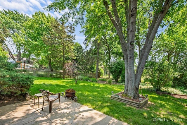 442 Kings Way, Mundelein, IL 60060 - fenced backyard featuring a patio and a fire pit