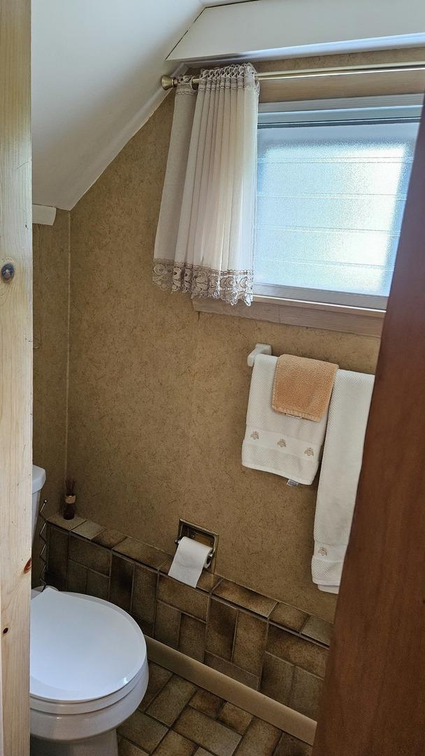 14357 Kenton Ave, Midlothian, IL 60445 - bathroom with lofted ceiling and toilet