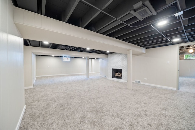 9210 S Mozart Ave, Evergreen Park, IL 60805 - basement with carpet flooring and a fireplace