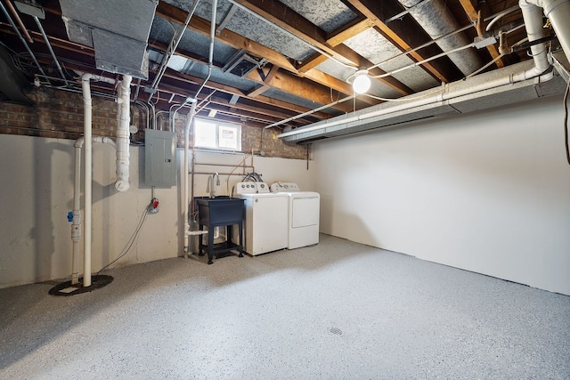 9210 S Mozart Ave, Evergreen Park, IL 60805 - basement with separate washer and dryer, electric panel, and drainage system