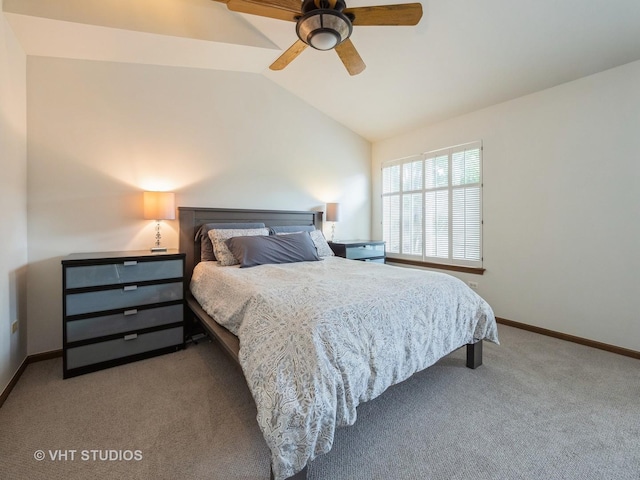 134 S Hankes Rd, Aurora, IL 60506 - bedroom with carpet, vaulted ceiling, and ceiling fan