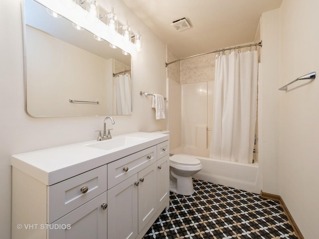 134 S Hankes Rd, Aurora, IL 60506 - full bathroom featuring vanity, shower / tub combo, and tile patterned floors