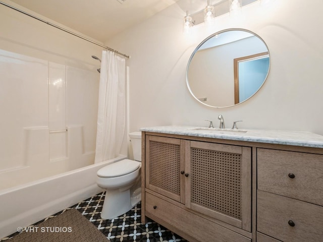 134 S Hankes Rd, Aurora, IL 60506 - full bath with vanity, shower / bathtub combination with curtain, and tile patterned floors
