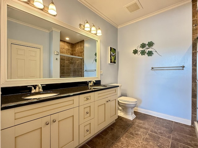 160 S River St Unit 204, Aurora, IL 60506 - full bath with double vanity, tiled shower, and ornamental molding
