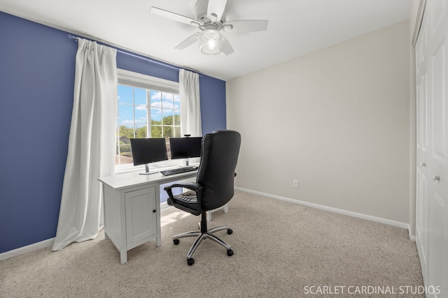 1006 Britta Ln, Geneva, IL 60134 - home office with light carpet and a ceiling fan