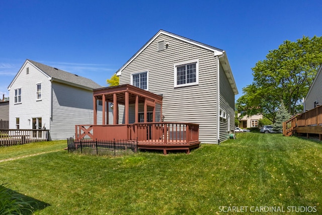1006 Britta Ln, Geneva, IL 60134 - rear view of house featuring a wooden deck and a yard