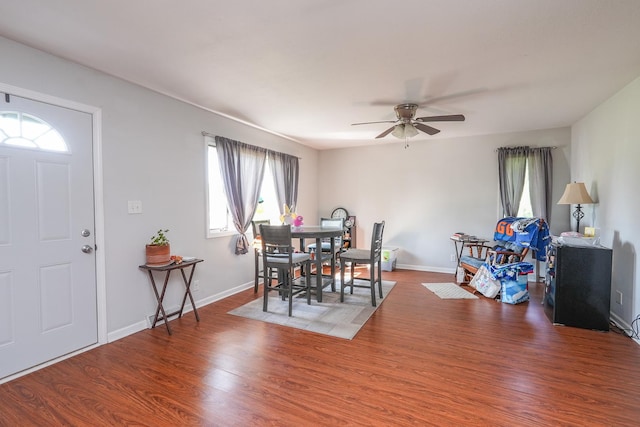 400-02 S Washington St, Braidwood, IL 60408 - dining space with ceiling fan and wood finished floors
