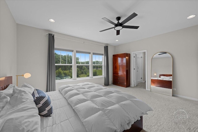 340 Hamilton Rd, Saint Charles, IL 60175 - bedroom featuring light carpet, recessed lighting, and a ceiling fan