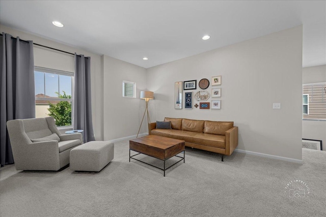 340 Hamilton Rd, Saint Charles, IL 60175 - carpeted living room featuring baseboards and recessed lighting