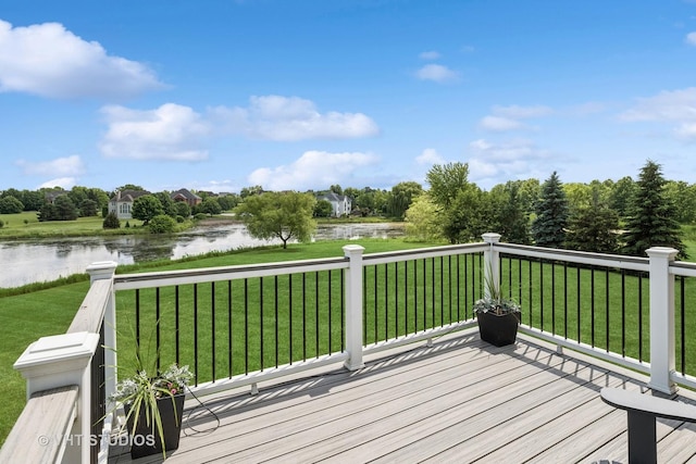 2 E Prairie Ct, Hawthorn Woods, IL 60047 - deck with a water view, a lawn, and view of scattered trees