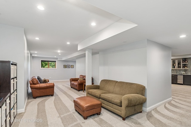 2 E Prairie Ct, Hawthorn Woods, IL 60047 - living area with light carpet, recessed lighting, and bar area