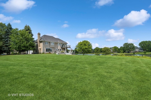 2 E Prairie Ct, Hawthorn Woods, IL 60047 - view of grassy yard featuring a water view and a balcony