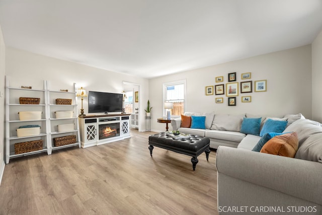 206-208 N Fremont St, Naperville, IL 60540 - living area featuring wood finished floors and a warm lit fireplace
