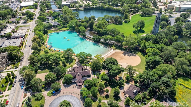 206-208 N Fremont St, Naperville, IL 60540 - aerial overview of property's location featuring a nearby body of water