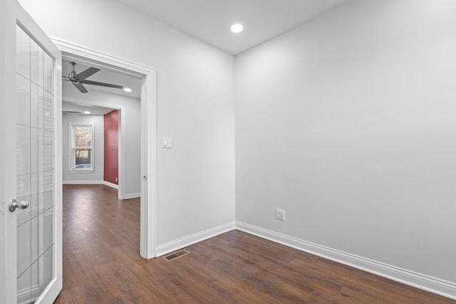 6920 S Laflin St, Chicago, IL 60636 - unfurnished room with dark wood-style flooring, recessed lighting, and ceiling fan