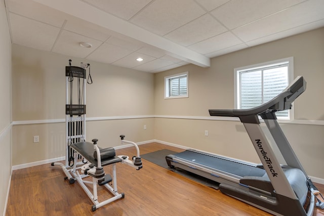 2251 Sutton Dr, South Elgin, IL 60177 - exercise area with wood finished floors, recessed lighting, and a drop ceiling