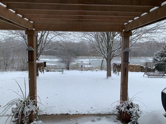 2251 Sutton Dr, South Elgin, IL 60177 - yard layered in snow with a pergola
