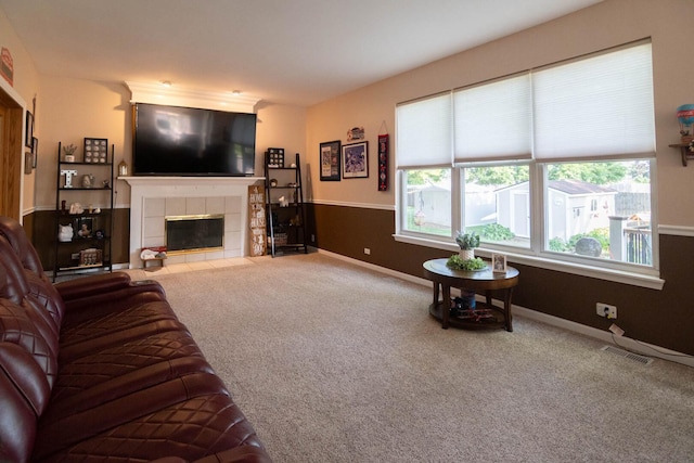 85 Fieldstone Dr, Lake Villa, IL 60046 - living room with carpet flooring and a tile fireplace