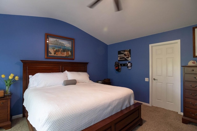 85 Fieldstone Dr, Lake Villa, IL 60046 - bedroom with light carpet, lofted ceiling, and ceiling fan