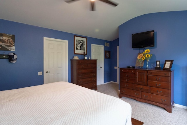 85 Fieldstone Dr, Lake Villa, IL 60046 - carpeted bedroom featuring lofted ceiling and ceiling fan