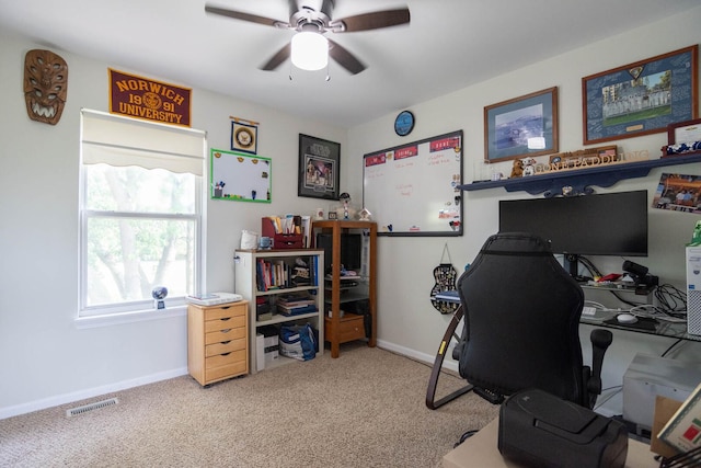 85 Fieldstone Dr, Lake Villa, IL 60046 - office area with a ceiling fan and carpet floors