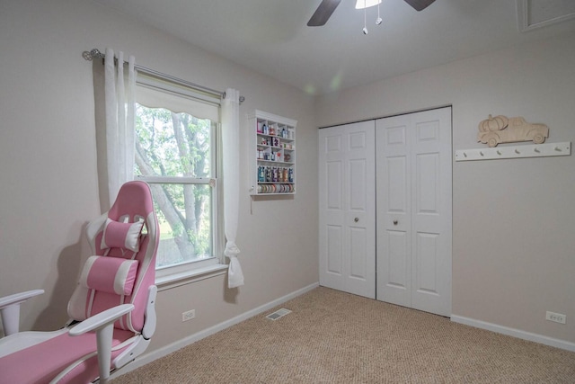 85 Fieldstone Dr, Lake Villa, IL 60046 - carpeted bedroom featuring multiple windows, a closet, and ceiling fan