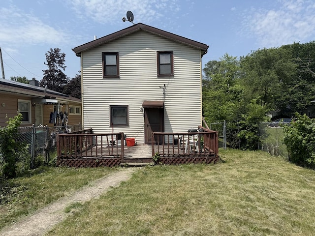 526 Gardner St, Joliet, IL 60433 - rear view of property with a fenced backyard and a deck