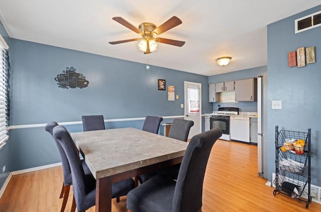 1311 Juneway Ter, Round Lake Beach, IL 60073 - dining space featuring light wood-type flooring and ceiling fan