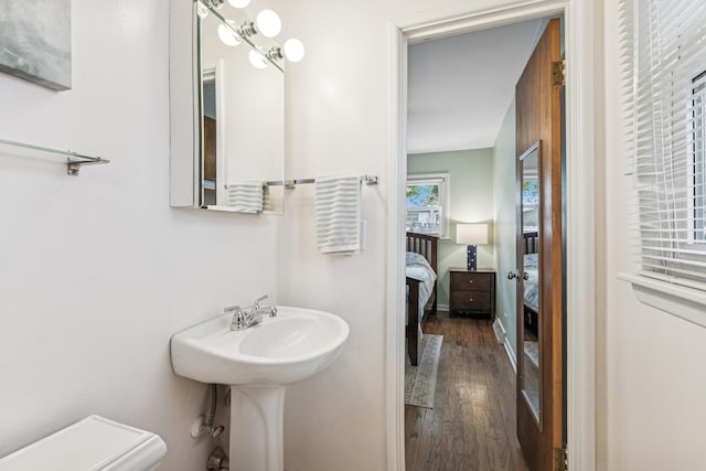 1355 S Highland Ave, Arlington Heights, IL 60005 - half bathroom with wood finished floors and ensuite bathroom